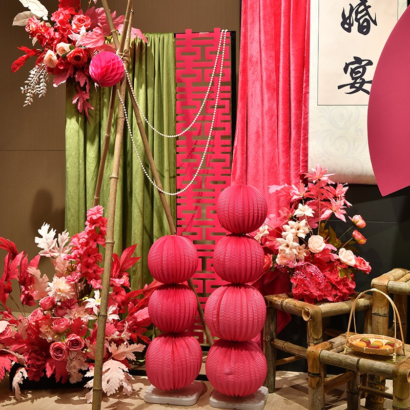 新中式高级感订婚出阁结婚装饰背景墙定制kt板酒店订婚宴布置