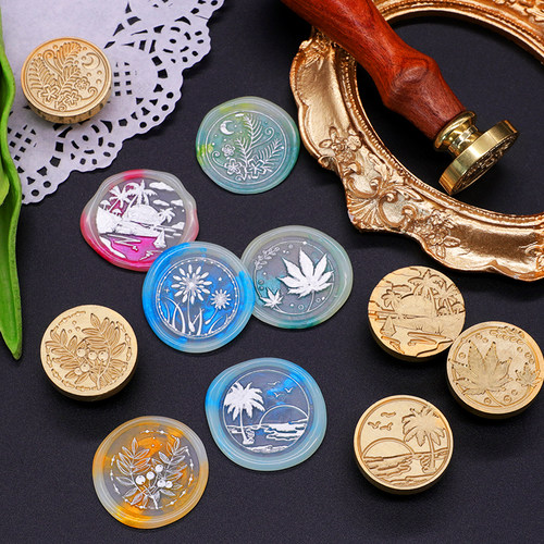 欧彩火漆印章复古铜头玫瑰窗花星空铜头图案信封请柬封口生日礼物