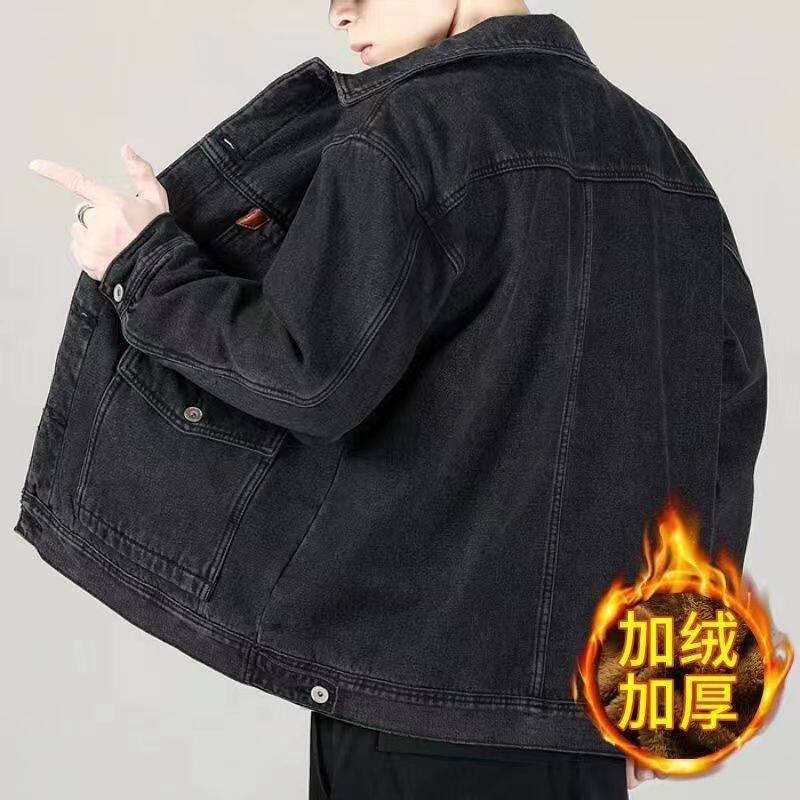 工地干活穿牛仔外套工作服加绒加厚秋冬季电焊工劳保耐磨工装夹克