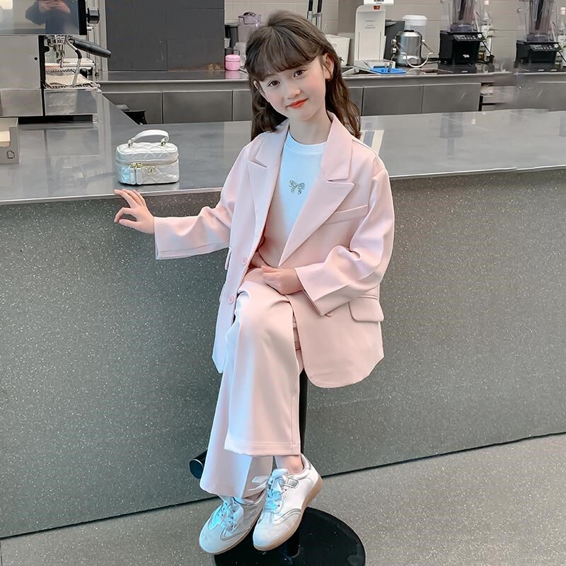 女童西装套装洋气时髦2025新款儿童西服休闲两件套中大童春装女孩