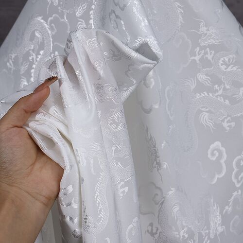 高档龙纹提花丝绸布料宫廷风古装汉服绸缎唐装马面裙绣花服装面料