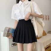 瘦小个子145加小码 高腰百褶裙短裙女150百搭学生防走光a字裙XS码