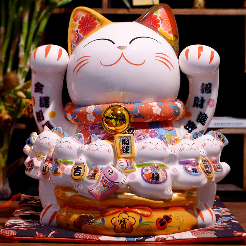 日式16寸超大 陶瓷 招财猫存钱罐 摆件开业礼品 摆设 特大发财猫