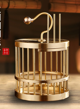 黄铜蟋蟀鸣虫笼子蝈蝈笼子高档纯铜小型笼子铜摆件工艺品