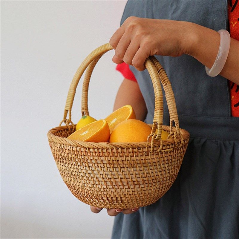 越南手工藤编手提水果面包点心篮野餐篮子鸡蛋馒头筐草莓采摘篮,商业/办公家具,蔬菜篮/水果篮,淘宝优惠券,粉丝福利购,淘宝优惠卷