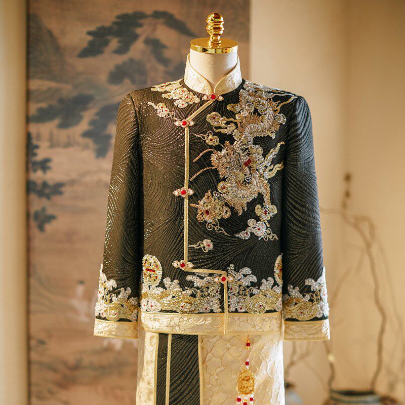 男士秀禾服新郎2024新款中式结婚礼服唐装龙凤褂大码接亲婚服秀和