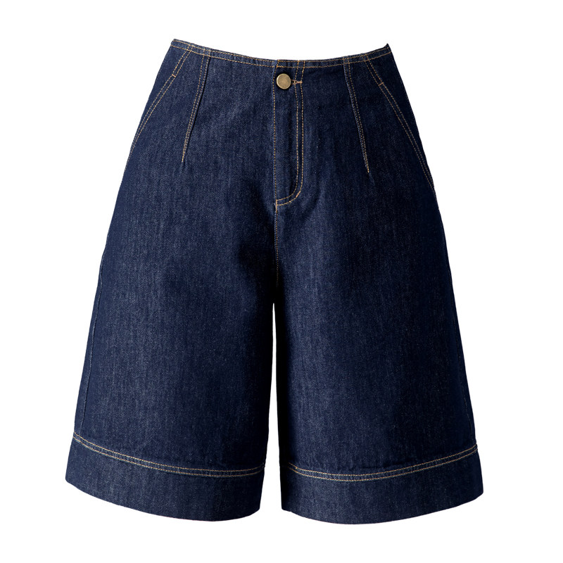 6分牛仔短裤女夏天薄款a字2024年新款宽松显瘦直筒中裤阔腿五分裤