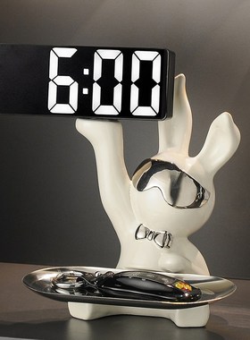 玄关钥匙收纳摆件客厅进门入户鞋柜门口玄幻时钟桌面装饰品摆设