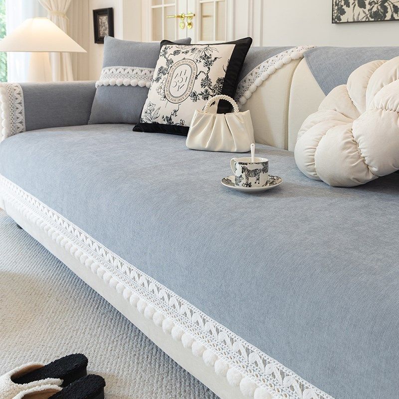 2024新款奶油风轻奢高级感雪尼尔沙发垫四季通用防滑三人坐垫套罩,居家布艺,沙发垫,淘宝优惠券,粉丝福利购,淘宝优惠卷