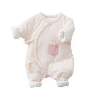 新生婴儿儿衣服冬50cm早产儿宝宝连体衣52码冬装夹棉加厚无骨棉服