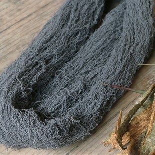 倚山人半手捻植物草木染灰色棉线手缝绣DIY刺子手工织布教学体验