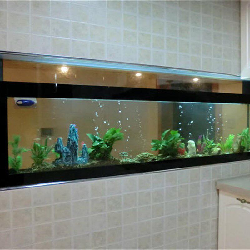 定做玄关隔断镶嵌生态鱼缸卫生间洗手台半墙台式水族箱玻璃鱼缸
