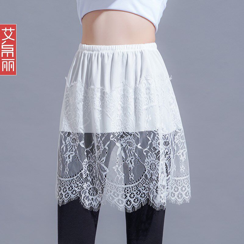 睫毛蕾丝屁帘女卫衣内搭打底神器冬季毛衣叠穿假下摆遮屁股半身裙