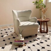 客厅卧室休闲躺椅轻法式 复古单人沙发椅中古风阳台小户型旋转椅