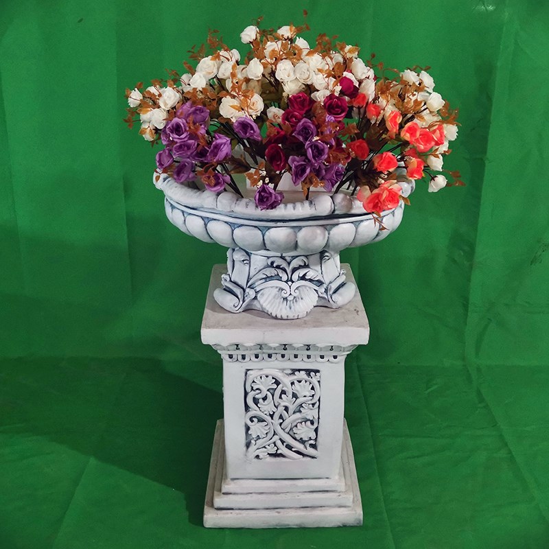 欧式古典雕花花盆玻璃钢花桶过道绿植装饰摆件庭院花园复古摆设