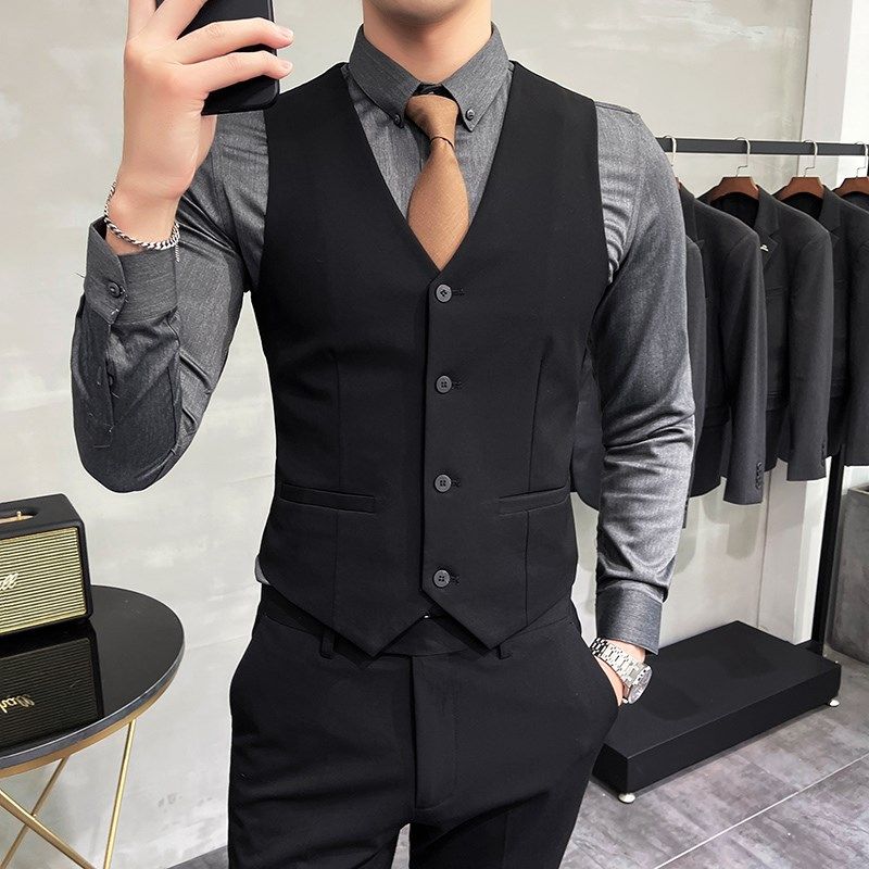 酒吧KTV餐饮足浴店台球厅服务员工作服男士职业西装马甲裤子套装