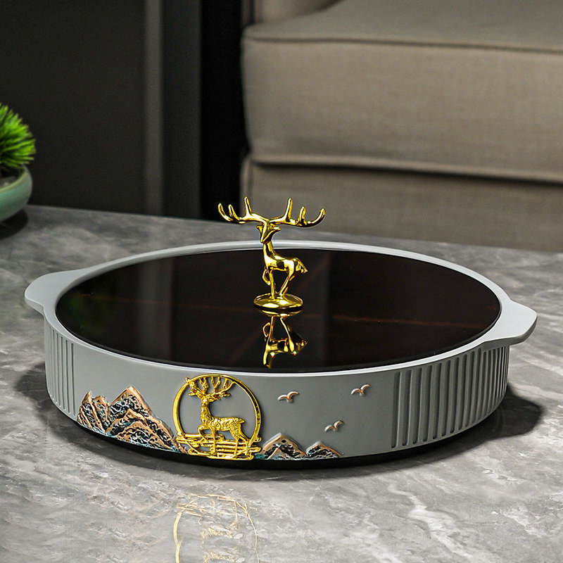 新中式高档分格盘干果盘家用酒店客厅待客区糖果盘坚果零食收纳盒