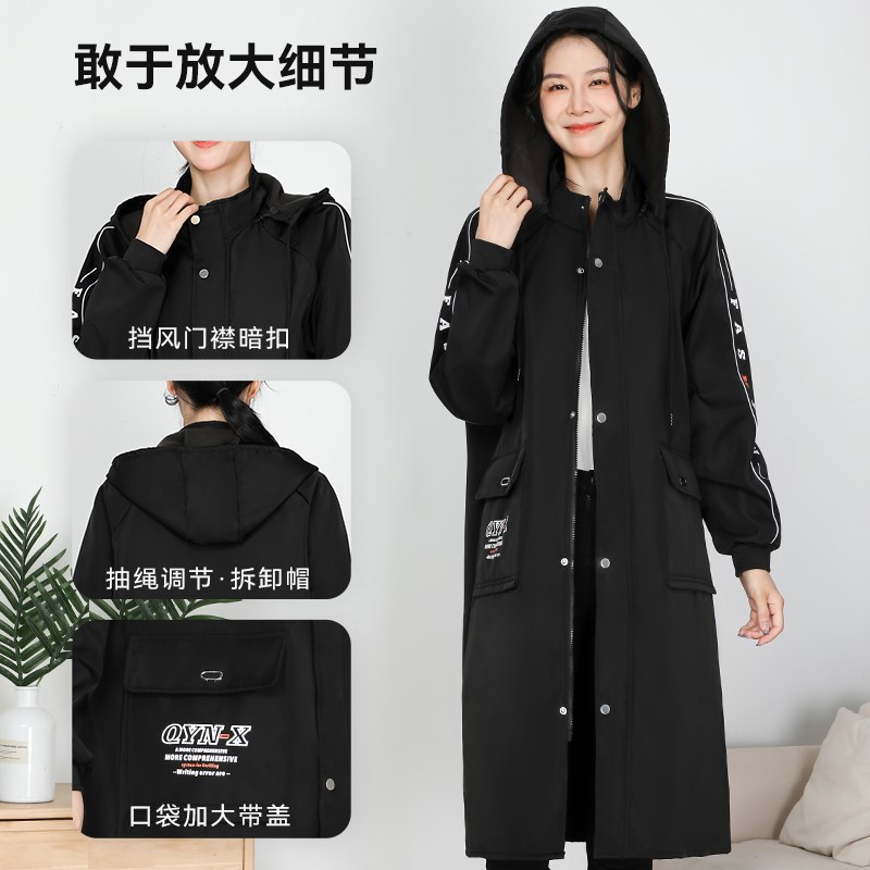 加长过膝新款罩衣女大人加绒加厚防水防污长袖外穿围裙外套工作服