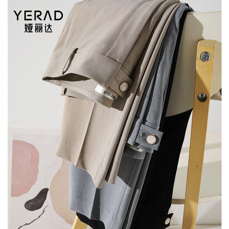 娅丽达女裤灰色九分裤女夏季新款西裤黑色裤子小个子西装裤烟管裤