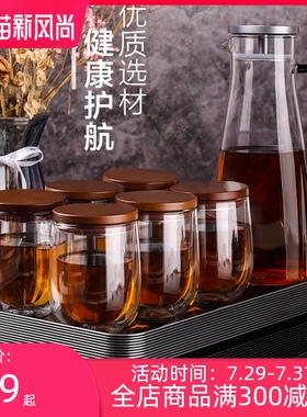 英国ORTOR玻璃杯带盖家用双层隔热水杯办公茶杯玻璃水杯水壶套装