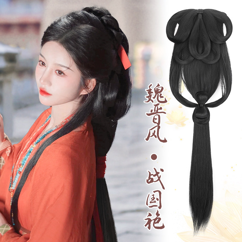 战国袍假发一体式汉服头饰魏晋风发髻古装发饰发包古风假发马面裙