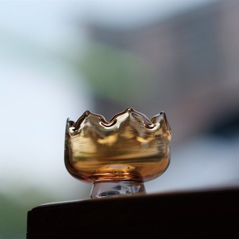 融明手作莲花供水碗全手工琉璃烛台水果盘玻璃功夫茶道零配