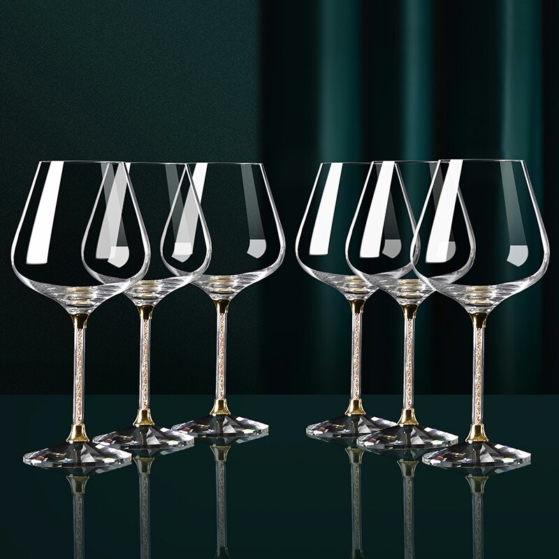 高级感水晶酒杯家用轻奢高脚红酒杯醒酒器套装玻璃葡萄酒杯可刻字