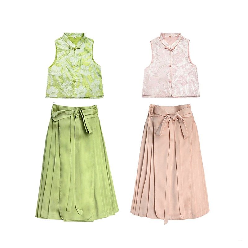 新款亲子薄款女童改良中国风春夏季新中式马面裙汉服对襟马甲套装,童装/婴儿装/亲子装,汉服,淘宝优惠券,粉丝福利购,淘宝优惠卷