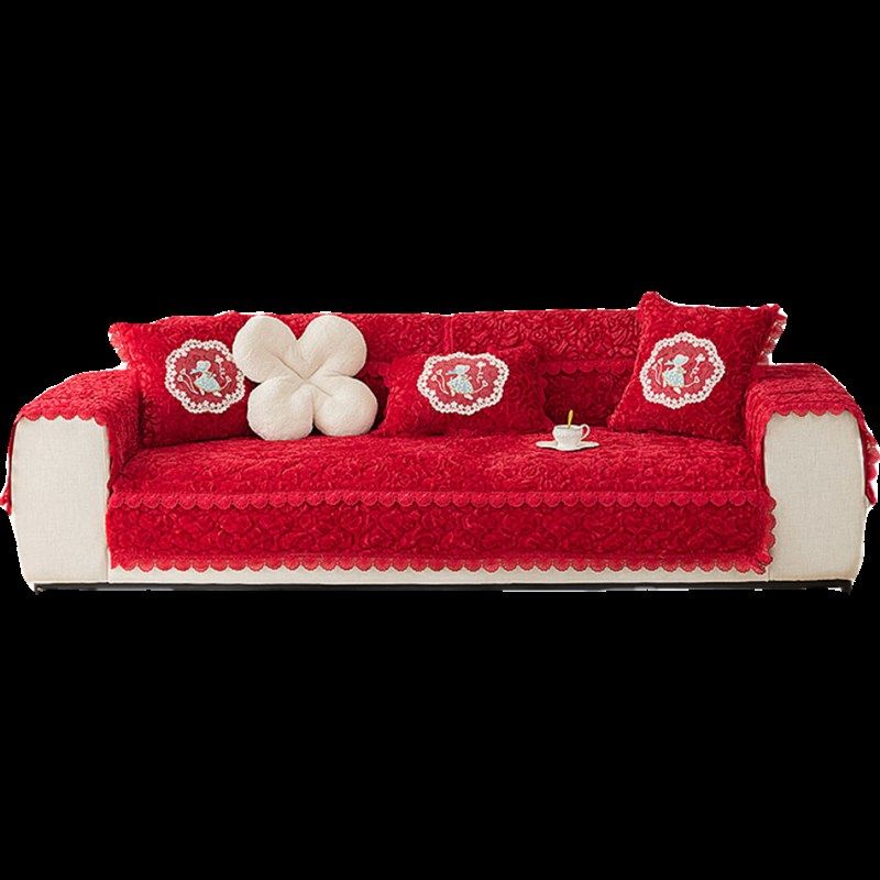 毛绒沙发垫冬季加厚2023新款红色四季简约防滑坐垫子皮沙发套罩巾,居家布艺,沙发垫,淘宝优惠券,粉丝福利购,淘宝优惠卷