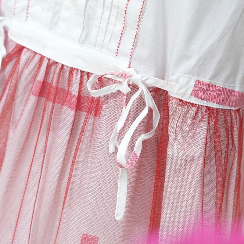 一城画一夏季文艺范休闲显瘦收腰复古连衣裙网纱小翻领拼接中长裙,女装/女士精品,连衣裙,淘宝优惠券,粉丝福利购,淘宝优惠卷