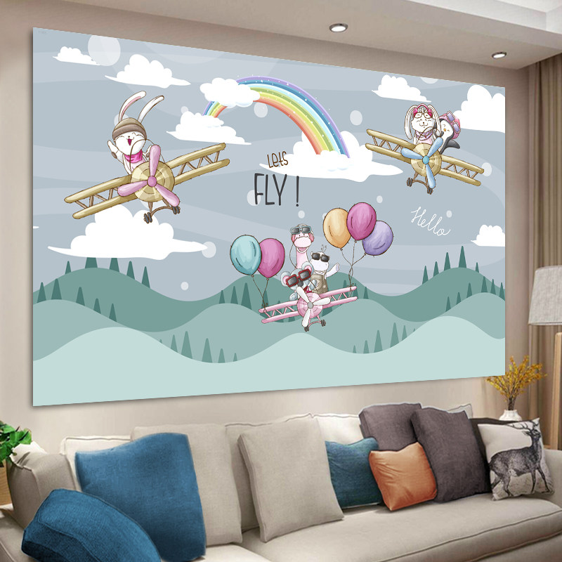 儿童画装饰墙纸壁画太空海报卧室床头画卡通动漫幼儿园背景墙贴画,家居饰品,现代装饰画,淘宝优惠券,粉丝福利购,淘宝优惠卷