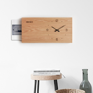 长方形 遮电箱的挂钟电表箱装饰画横版加长时钟长款挂画超长款diy