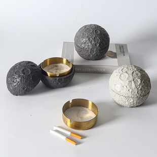 轻奢北欧水泥烟灰缸个性创意防风带盖家用客厅办公室桌面装饰烟缸