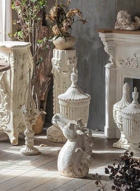 欧法式复古创意家居罗马柱雕花摆设摄影楼婚礼拍摄道具装饰品摆件