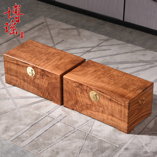 老樟木箱子整板字画箱收纳箱香樟木整板结婚陪嫁箱中式衣箱可定制