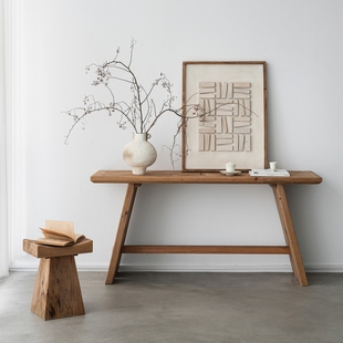 润家家居新中式泡茶桌家用实木小茶台多功能玄关置物台日式小长桌