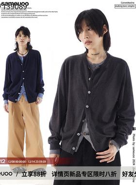 sameuoo散养文化假两件内搭灰色毛衣开衫女秋冬无性别针织衫外套