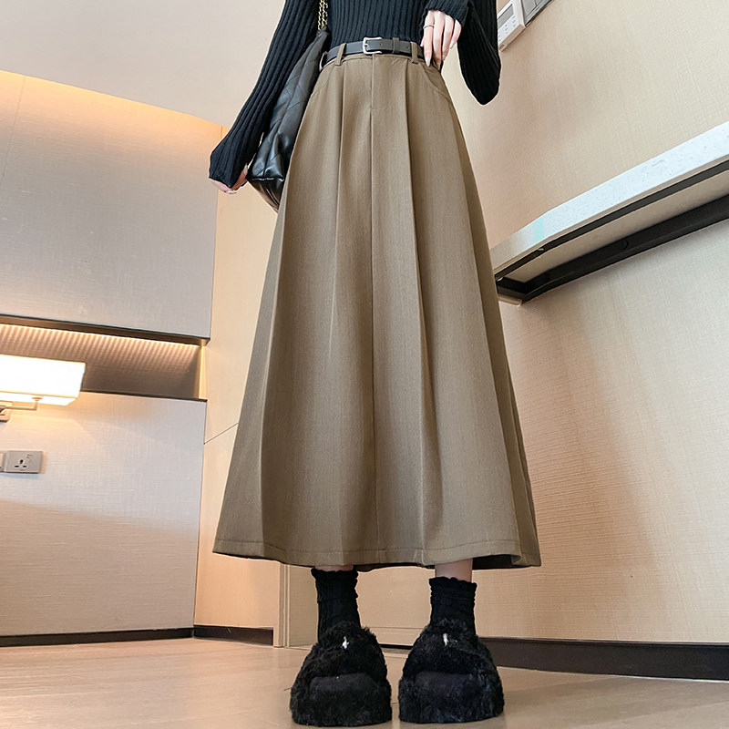 大码西装半身裙女春秋季胖mm高腰显瘦遮胯a字裙高级感百褶长裙子,女装/女士精品,大码半身裙,淘宝优惠券,粉丝福利购,淘宝优惠卷
