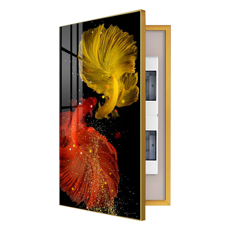 电箱遮挡盖板电表箱装饰画竖款大尺寸新中式鱼配电箱轻奢风弱电箱,家居饰品,现代装饰画,淘宝优惠券,粉丝福利购,淘宝优惠卷
