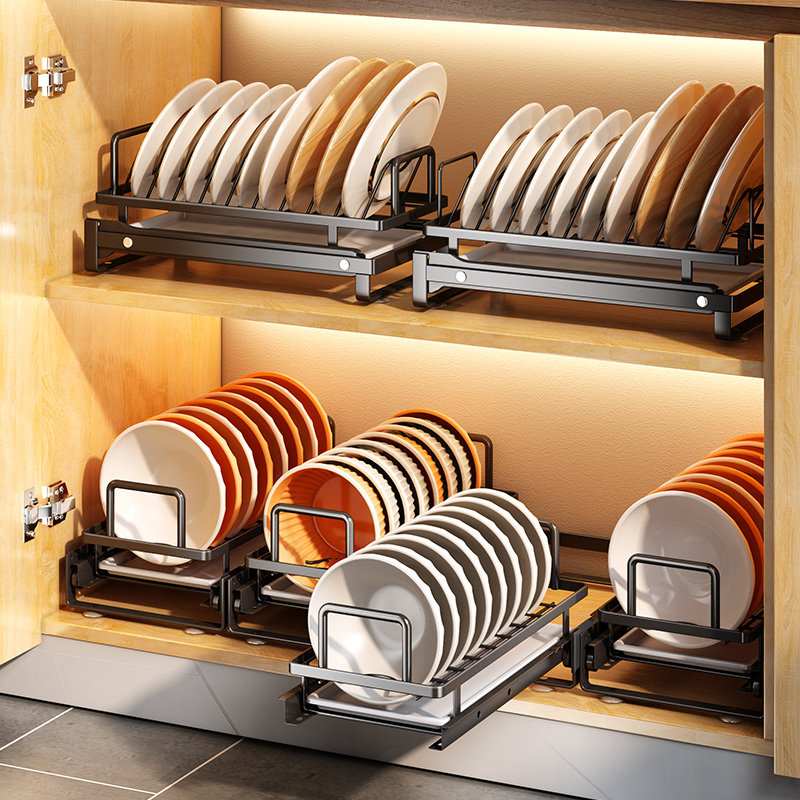 不锈钢橱柜抽拉式沥水篮碗盘架家用厨房内置拉篮柜内放碗碟收纳架,厨房/烹饪用具,厨房置物架/置物柜/角架,淘宝优惠券,粉丝福利购,淘宝优惠卷