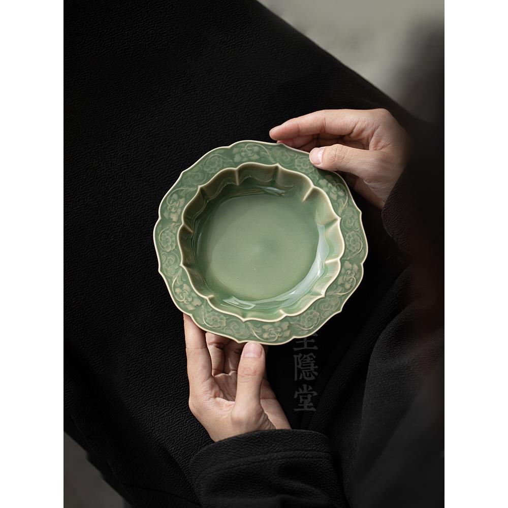桂音堂越窑青瓷壶茶盘中国覆古手工茶壶盘茶点盘水果盘干泡桌图片