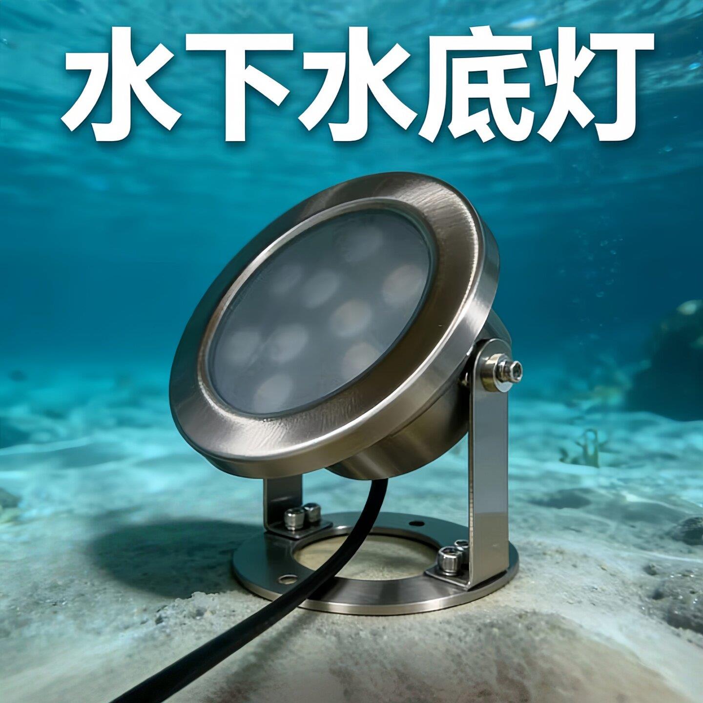 LED防水水底灯适用于鱼池水池 12V24V七彩变色景观射灯 简约现代