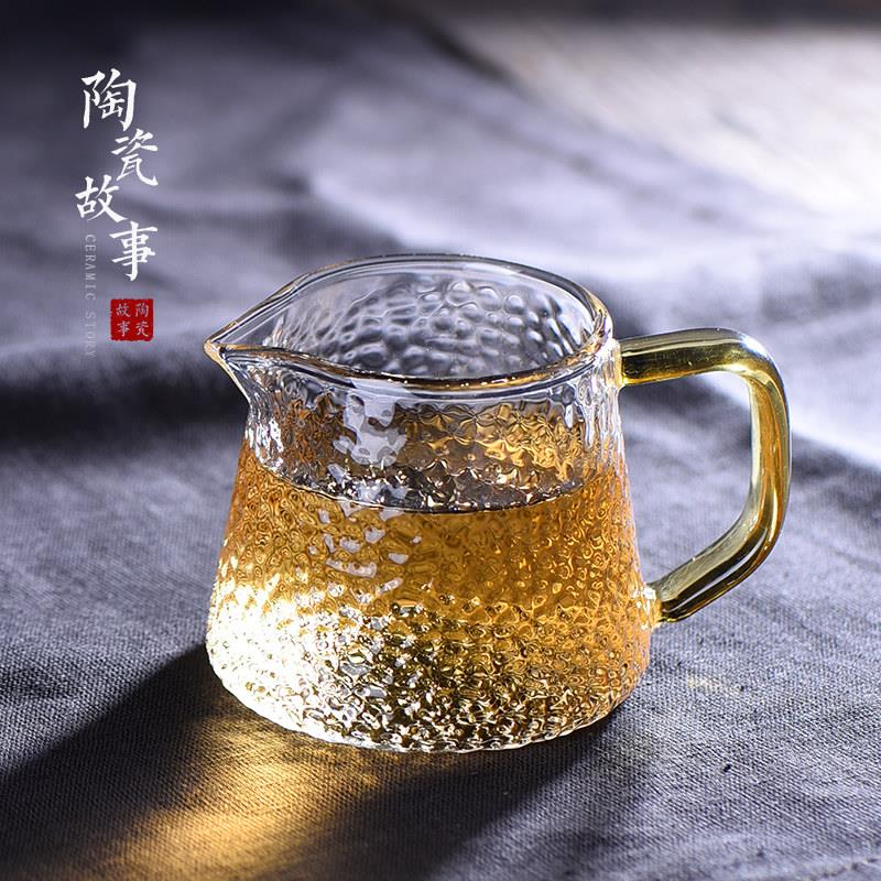 锤纹玻璃公道杯茶漏套装加厚耐热分茶器茶海带虑公杯功夫茶具配件