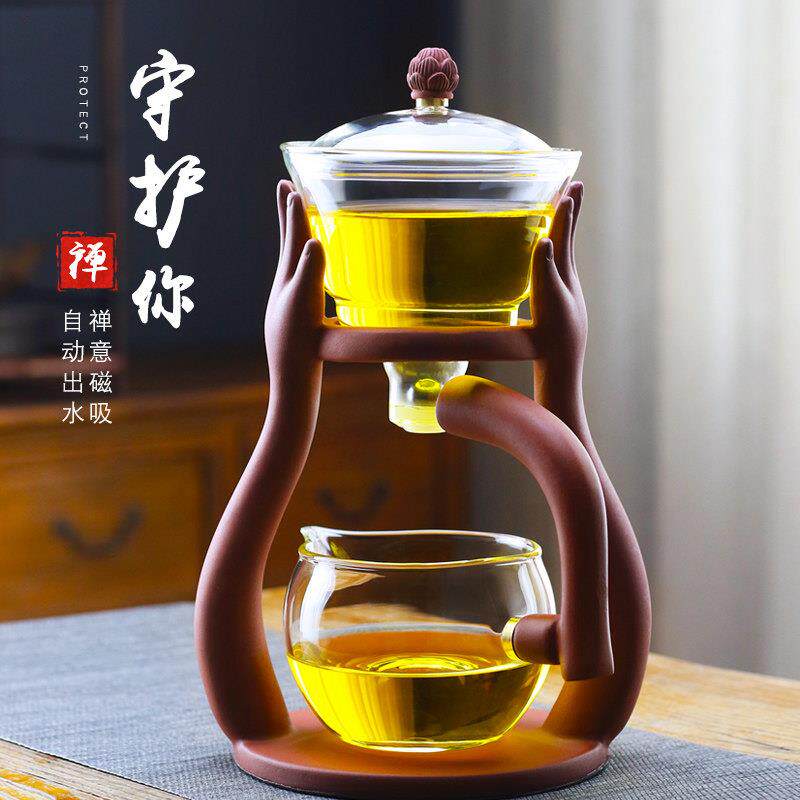 半全自动懒人磁吸式冲泡茶器高档宫灯网红家用办公送礼创意玻璃壶