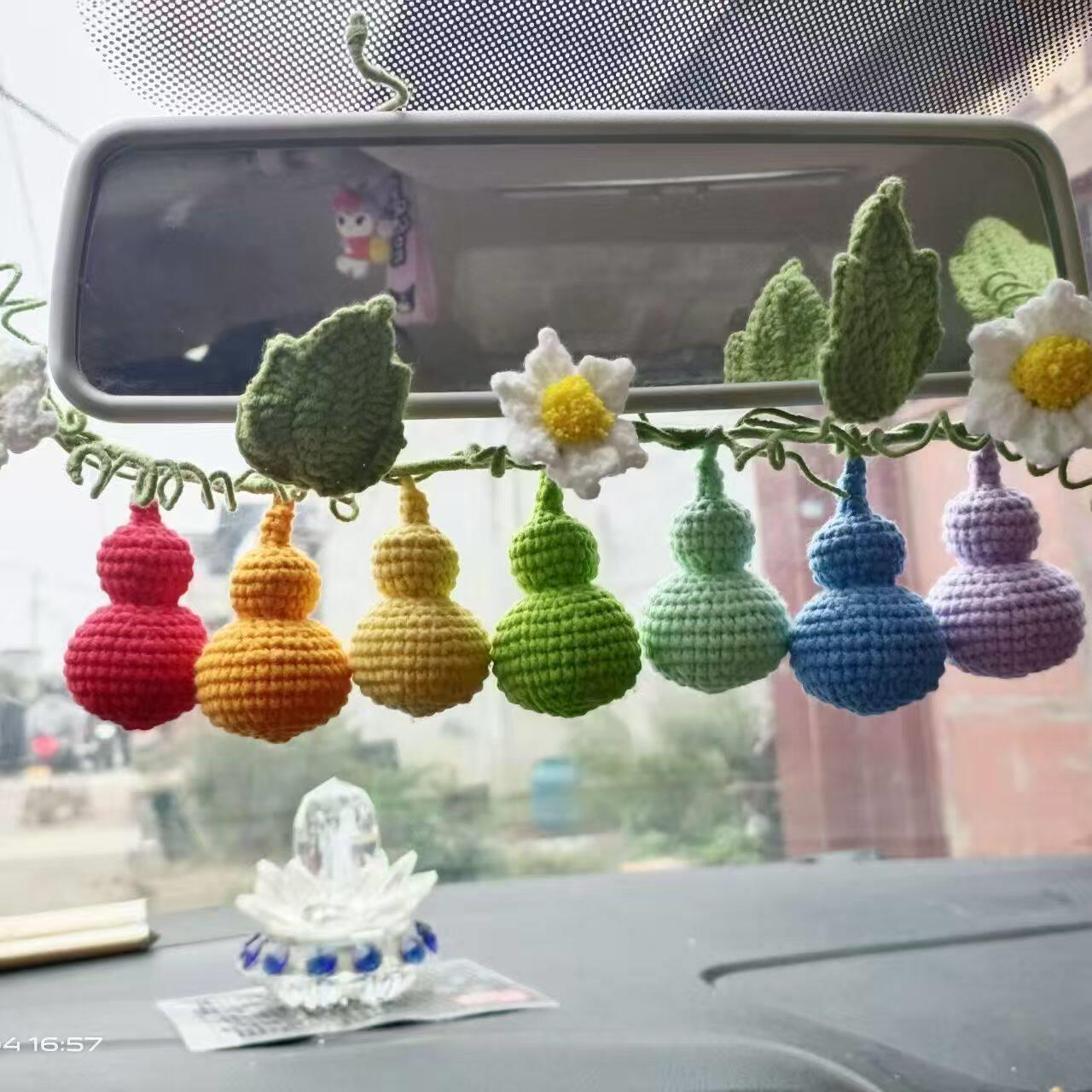 成品/钩织七个葫芦葫芦娃/车挂彩虹福禄编织藤蔓叶子毛线钩针成品