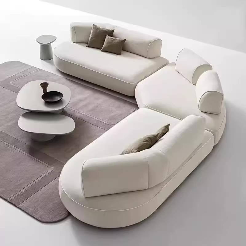 意式极简弧形布艺沙发大小户型客厅模块岛屿转角异形休息区接待