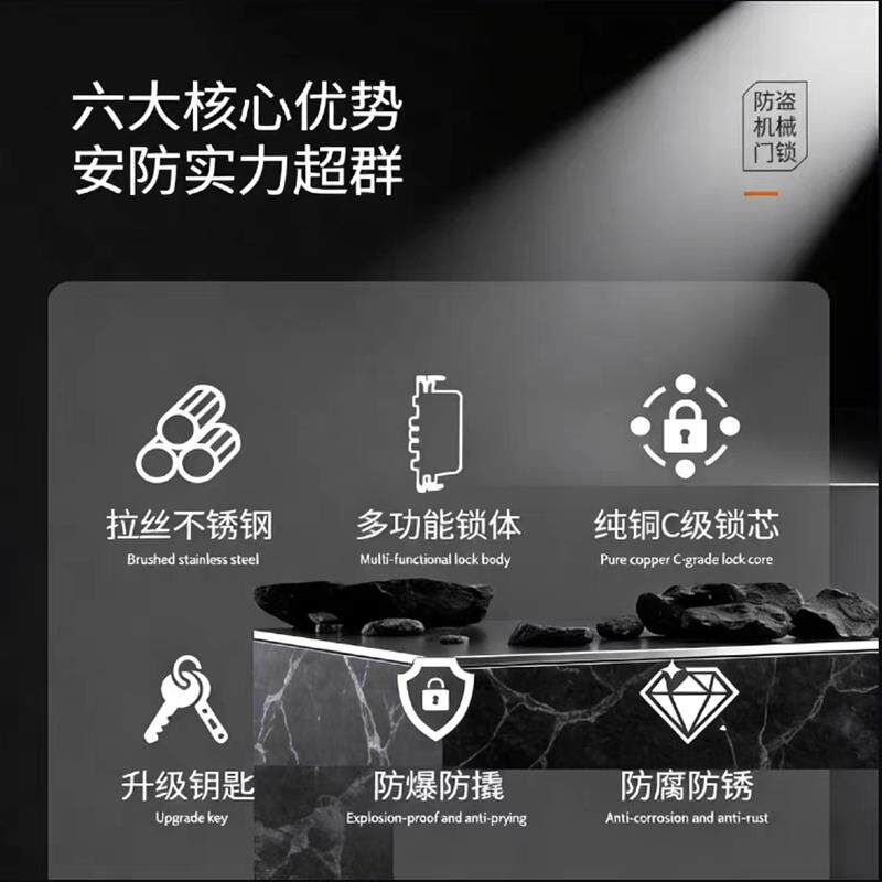 欧式防盗门锁入户门锁大门锁双开门锁复古大门锁农村大门锁c级锁
