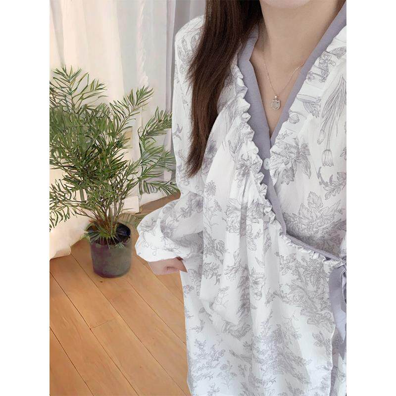 新中式国风睡袍女春秋冬季2026新款独特绝美睡衣长袖睡裙家居浴袍
