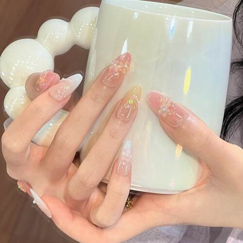 ks多巴胺穿戴甲中长版独特绝美新款轻奢高级感美甲成品纯手工甲片