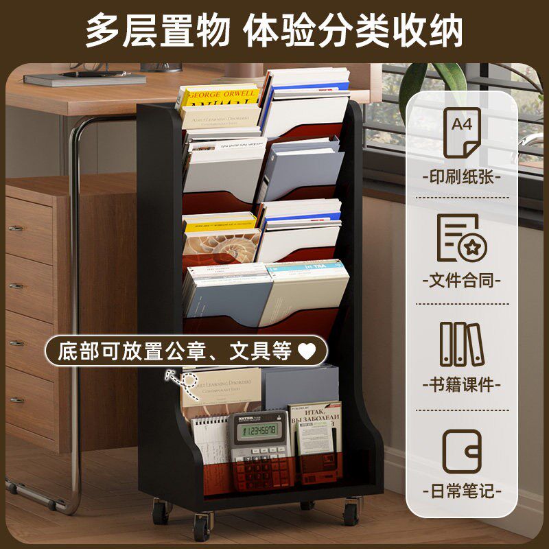 资料架整理架移动书架桌下展示架落地报纸报刊杂志置物架子书报架